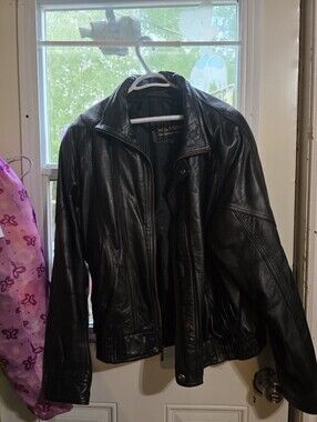 Vintage Wilsons Leather Black Zippered Bomber Jacket
